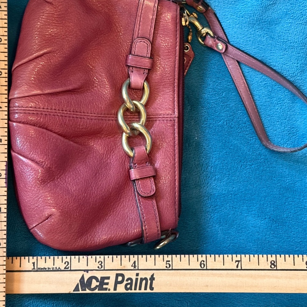 Elegant Coach Burgundy Leather Clutch